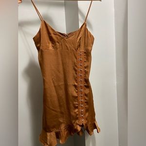 Satin Brown Mini Dress